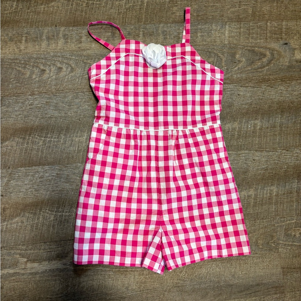 Janie and Jack Pink Checkered Girls Romper NEW